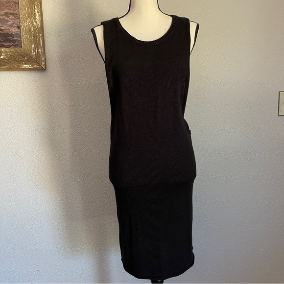 Sexy Open Back Black Knit Tank Dress M - Picture 5 of 8